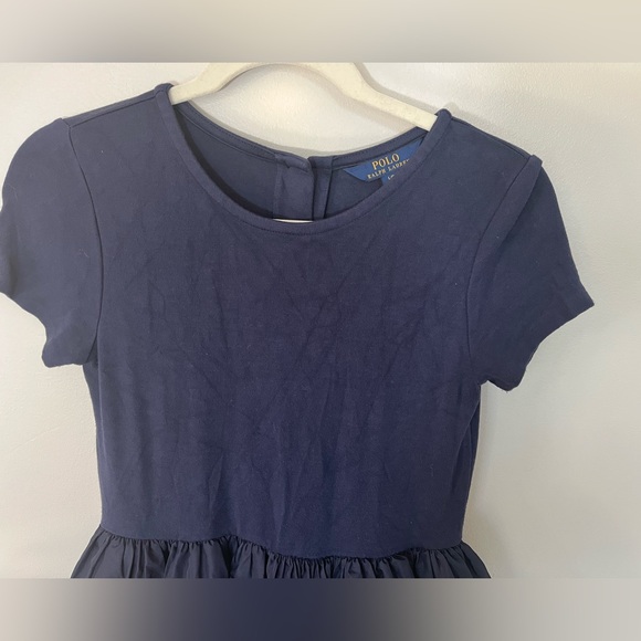 Polo Ralph Lauren Girl’s Navy Short Sleeve Dress with Taffeta Size L (12-14) - Picture 3 of 6